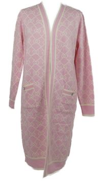 Dámský růžovo-bílý vzorovaný svetrový cardigán Studio