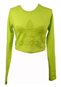 Dámské limetkové crop triko s logem Adidas 