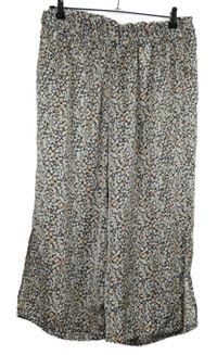 Dámské černo-barevné kytičkované saténové culottes kalhoty Bodyflirt 