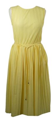 Dámské žluté plisované midi šaty s provázkem v pase Only 