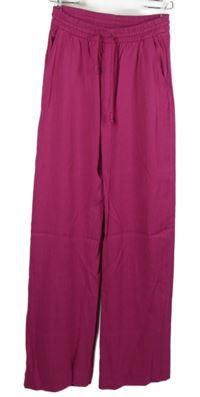 Dámské fuchsiové volné kalhoty Zara 