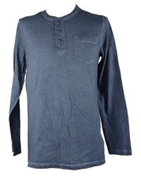 Pánské tmavomodré triko s knoflíčky Livergy 