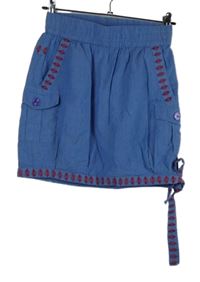 Dámská modrá sukně s výšivkou a uzlem