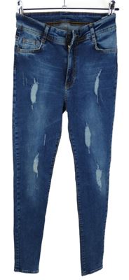 Dámské modré skinny rifle s prošoupáním 