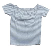 Bílo-modré pruhované crop tričko New Look