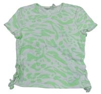 Bílo-neonově zelené vzorované crop tričko H&M