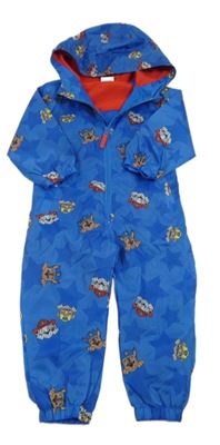 Modrá šusťáková podšitá kombinéza s Paw Patrol a kapucí Nickelodeon