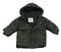 Khaki šusťáková zimní bunda a kapucí Primark