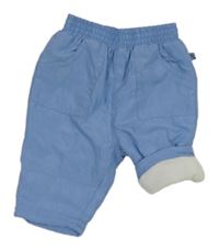 Modré šusťákové podšité kalhoty 