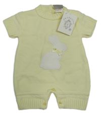 Nové - žlutý pletený overal s králíčkem