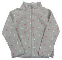 Světlešedá puntíkatá fleecová propínací mikina Primark