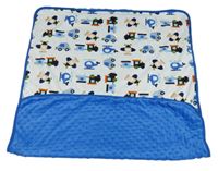 Bílo-modrá deka s dopravními prostředky