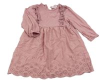 Růžové bavlněno/plátěné šaty s krajkou so cute