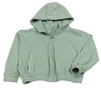 Světlezelená fleecová crop propínací mikina s kapucí Dunnes