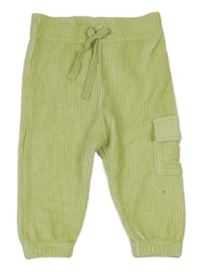 Světlezelené žebrované sametové kalhoty s kapsou 