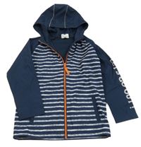 Tmavomodro-bílá pruhovaná šusťáková bunda s kapucí Topolino