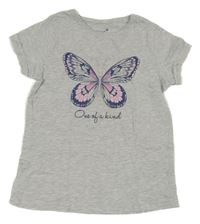 Světlešedé tričko s motýlkem Primark