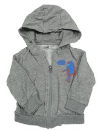 Šedá propínací mikina s příšerkou a kapucí Pocopiano