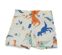 Bílo-barevné teplákové kraťasy s dinosaury Primark