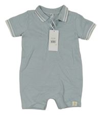 Nové - světlemodrý kraťasový overal s límečkem 