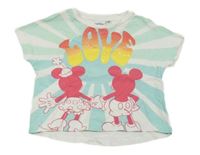 Bílo-mintové tričko s Mickey a Minnie Disney