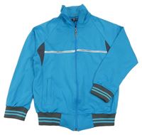 Modro-šedo-bílá propínací sportovní mikina 