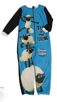 Zmavomodro-černo-bílý chlupatý overal s ovečkou Shaun