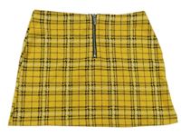 Žluto-černá kostkovaná vzorovaná kolová sukně C&A