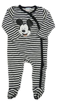 Černo-bílý pruhovaný sametový overal s Mickey Mousem Disney
