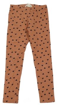 Růžovo-hnědé legíny se srdíčky H&M
