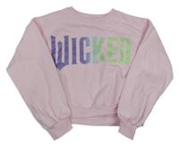 Růžová crop mikina s nápisem - wicked