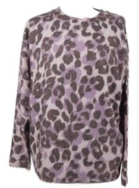 Dámský růžovo-hnědý vzorovaný chlupatý svetr 