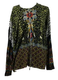 Dámský vzroovaný lehký propínací svetr s kamínky Ovanti