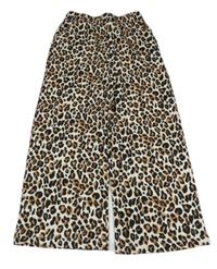 Béžové široké tepláky s leopardím vzorem F&F