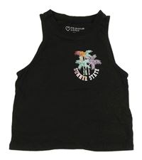Černý crop top s palmami Primark