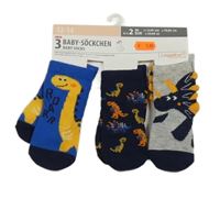 Nové - 3x ponožky s dinosaury - modré + šedé + tmavomodré Liegelind