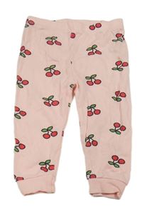 Světlerůžové pyžamové kalhoty s třešněmi 