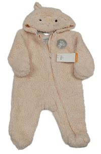 Nové - Světlerůžová chlupatá podšitá kombinéza s čumákem na kapuci M&S