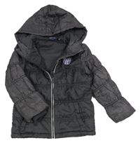 Tmavošedo-melírovaná šusťáková zimní bunda s nášivkou a kapucí Lupilu