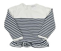 Bílo-tmavomodrý pruhovaný lehký svetr Vertbaudet