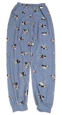 Modré plyšové kalhoty s pandami Primark