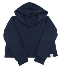 Tmavomodrá propínací crop mikina s kapucí George