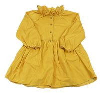 Pomerančové manšestrové propínací šaty s volánkem George