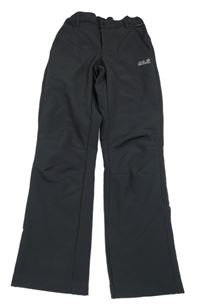 Tmavošedé softshellové kalhoty s logem Jack Wolfskin