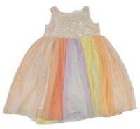 Světlerůžovo-barevné tylové šaty s flitry H&M