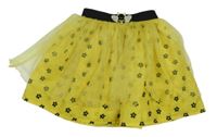 Žlutá tylová sukně s květinami a vosou F&F