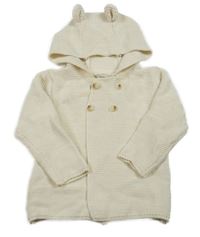 Smetanový pletený propínací svetr s kapucí