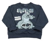 Tmavomodrá melírovaná mikina se Stitchem 