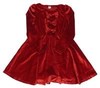 Červené sametové šaty s mašlemi Shein