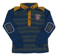 Petrolejovo-medové vzorované polo triko s nášivkou BiCiRiK